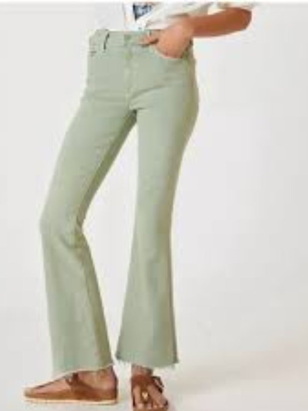 Mother The Weekender Fray Jeans Iceberg Green Size 24 Inseam 30"